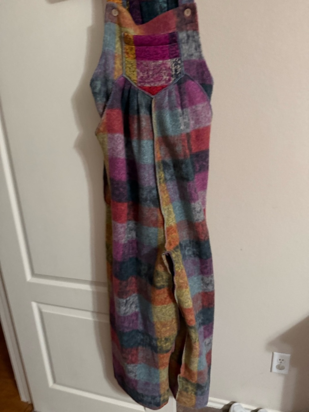 Bibi Multicolor Patchwork Overalls - Cozy Plaid Jumpsuit XL (oversized)